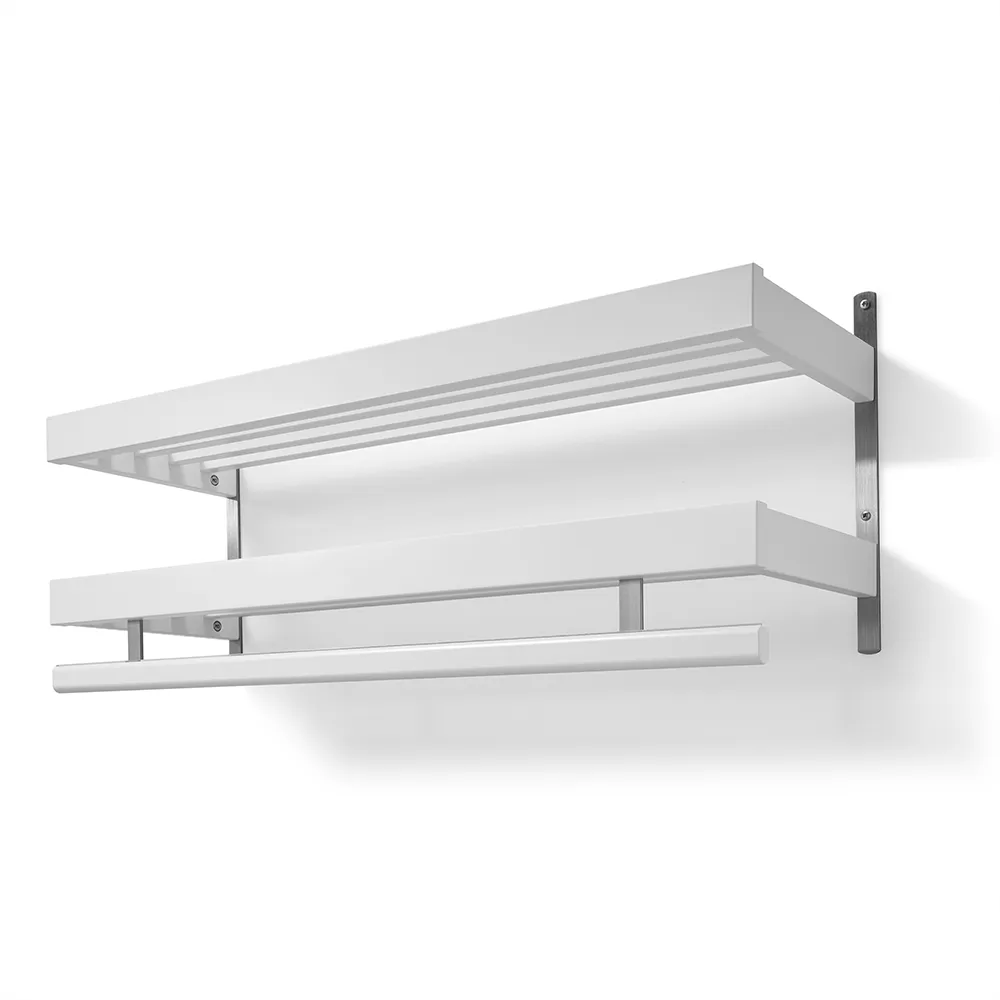 Oscarssons Möbel, Nadja Hatthylla 100 cm 2 plan Vitlackad Björk/Slipat stål