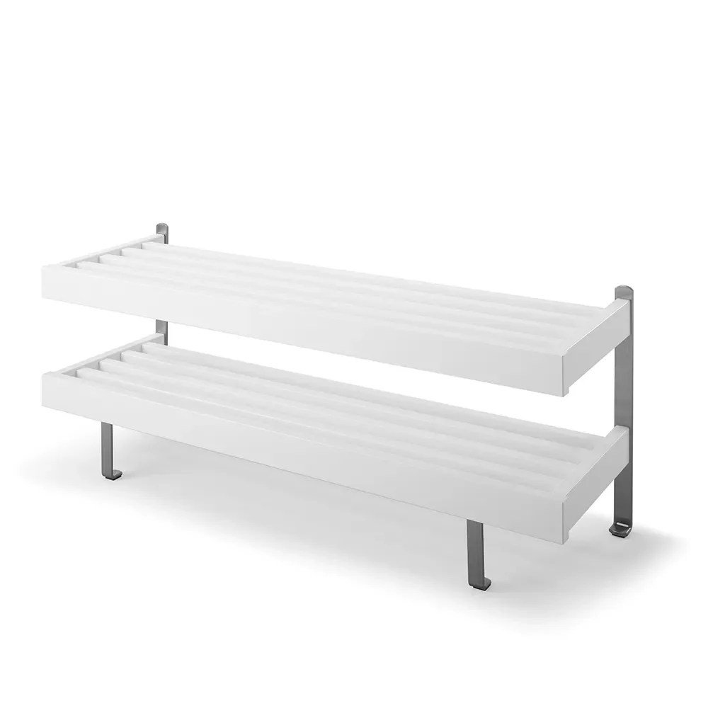 Oscarssons Möbel, Nadja Skohylla 100 cm Vitlackad Björk/Slipat stål