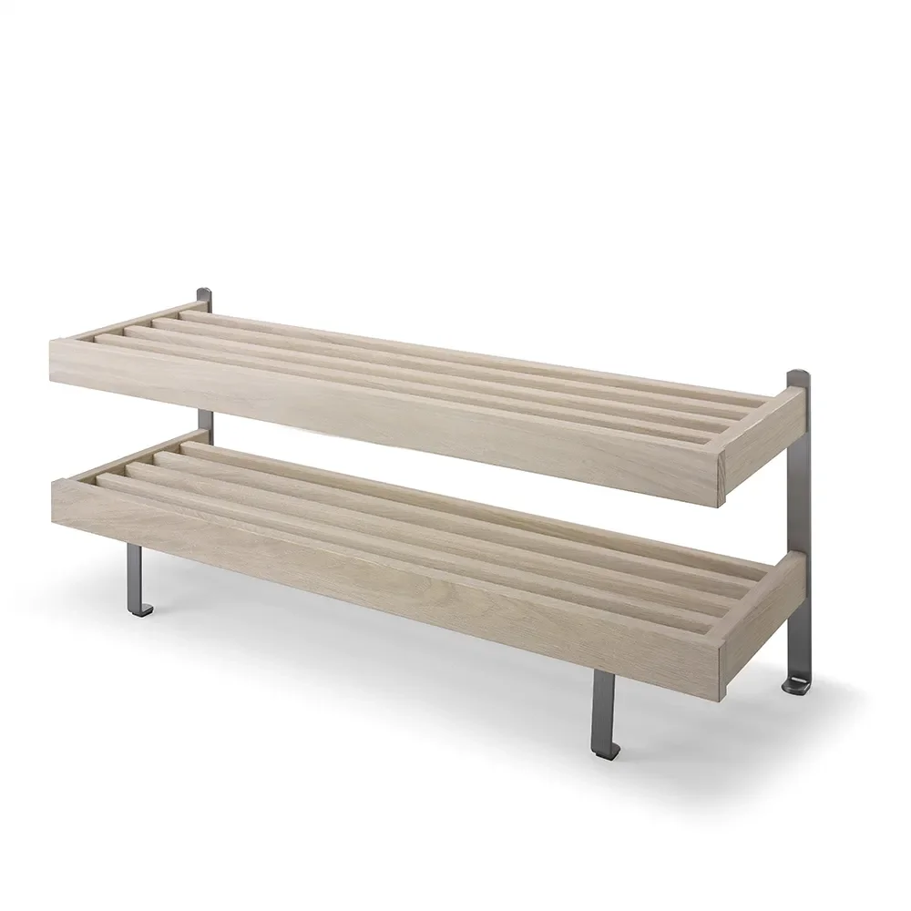 Oscarssons Möbel, Nadja Skohylla 100 cm Vitoljad Ek/Slipat stål