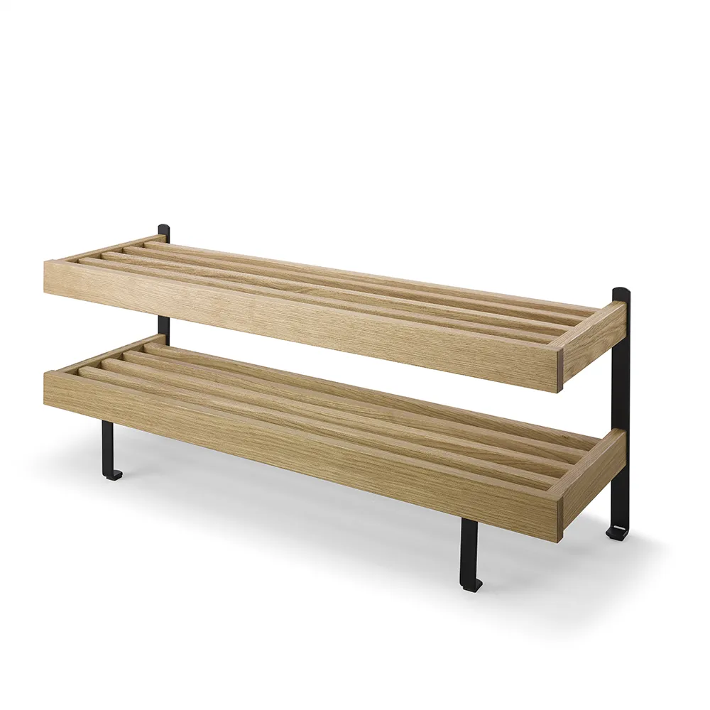 Oscarssons Möbel, Nadja Skohylla 100 cm Oljad Ek/Mattsvart stål
