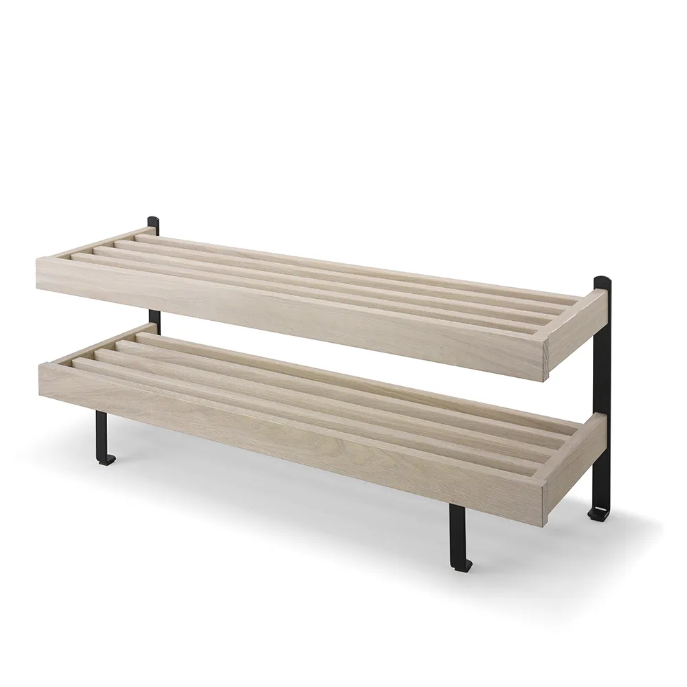 Oscarssons Möbel, Nadja Skohylla 100 cm Vitoljad Ek/Mattsvart stål