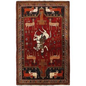 Old Figural Kashghai orientalisk matta 139 x 223 cm