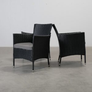 Thor trädgårdsstol svart, set om 3