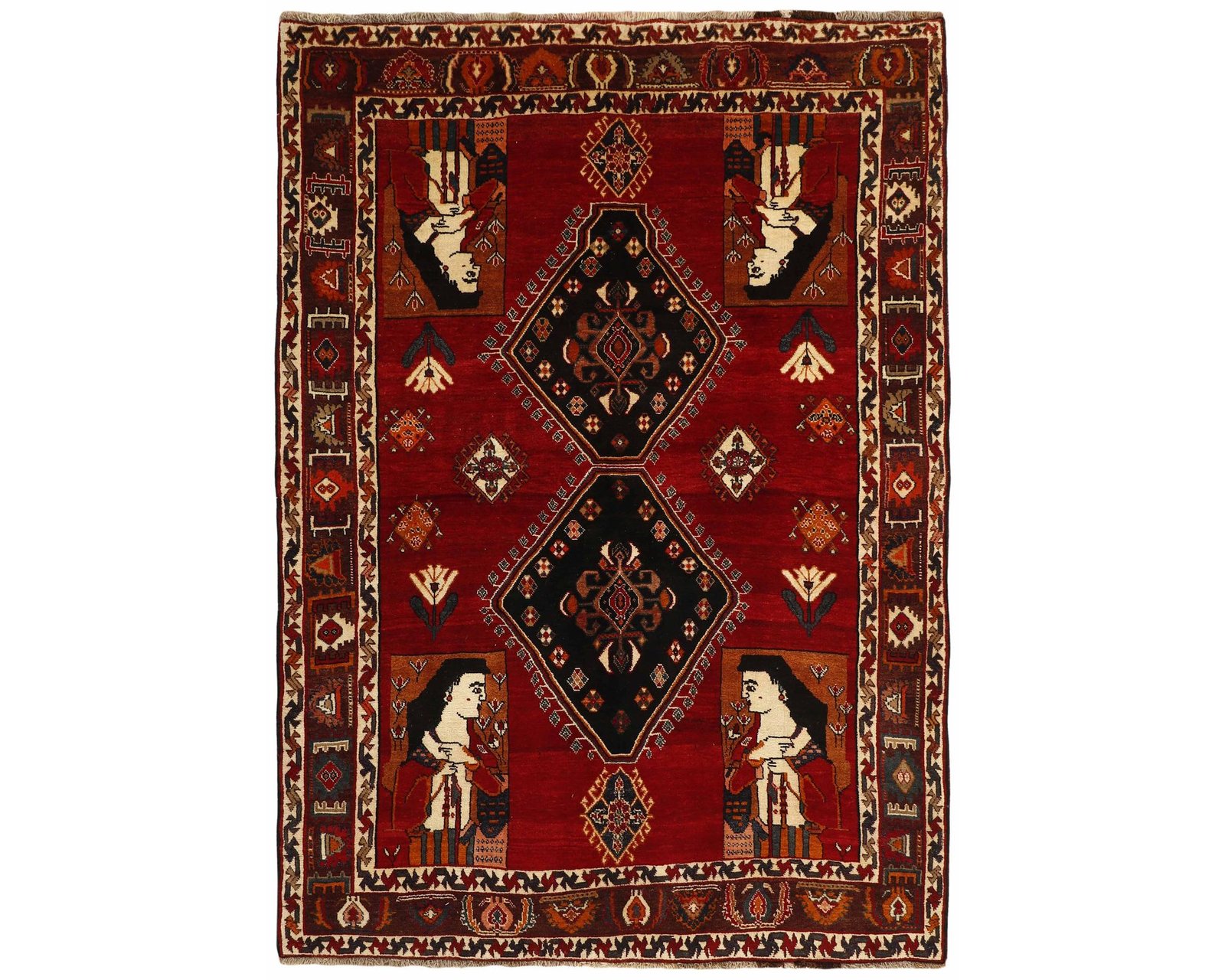 Old Figural Kashghai orientalisk matta 162 x 226 cm