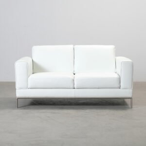 Natuzzi 2-sits lädersoffa vit