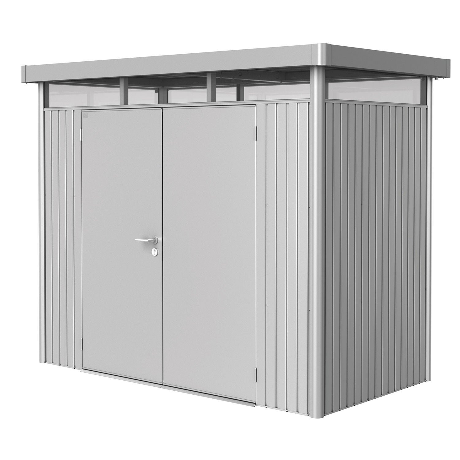 Biohort, Highline trädgårdsskjul dubbeldörr storlek h1 metallic silver