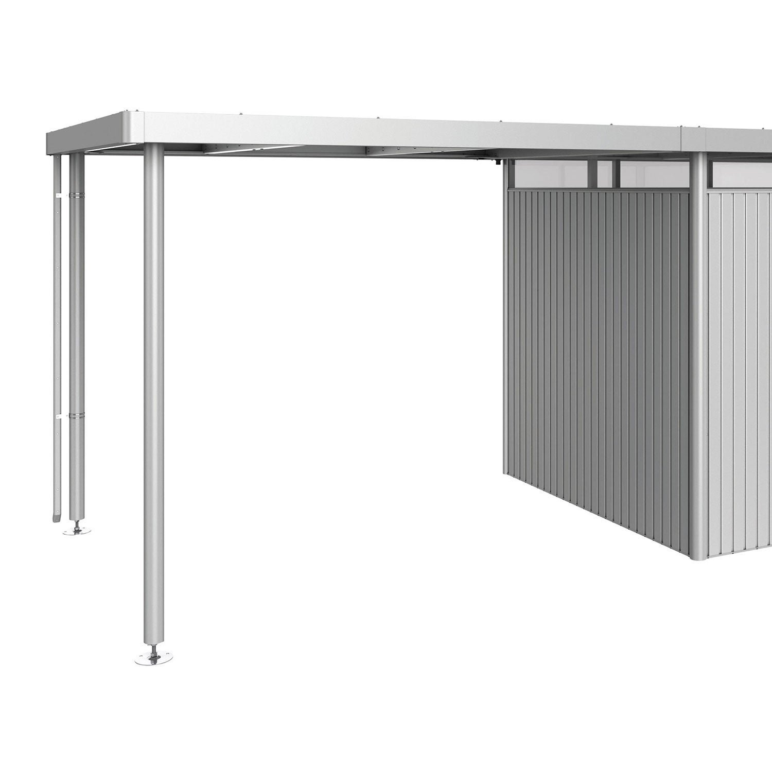 Biohort, Highline sidotak Trädgårdsskjul storlek h3 metallic silver