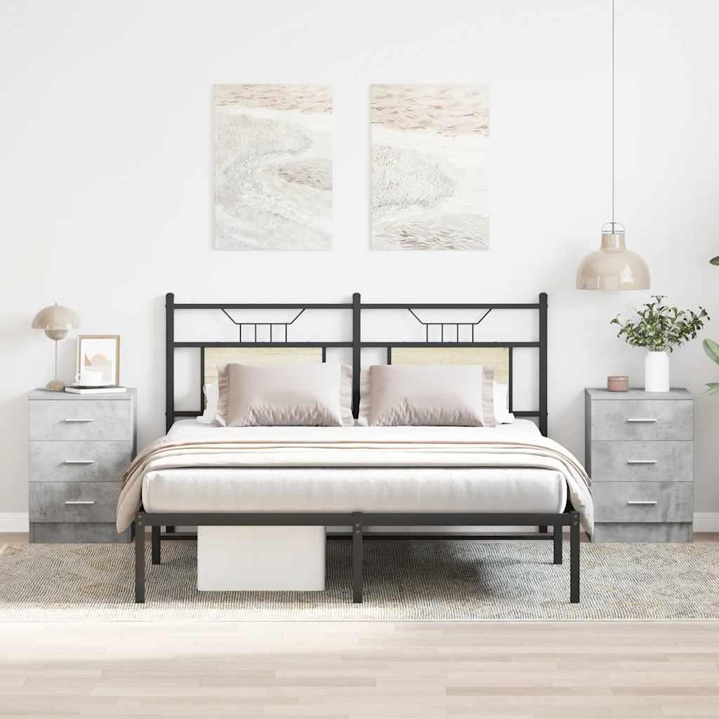 vidaXL Sängbord 2 st betonggrå 38x35x56 cm konstruerat trä