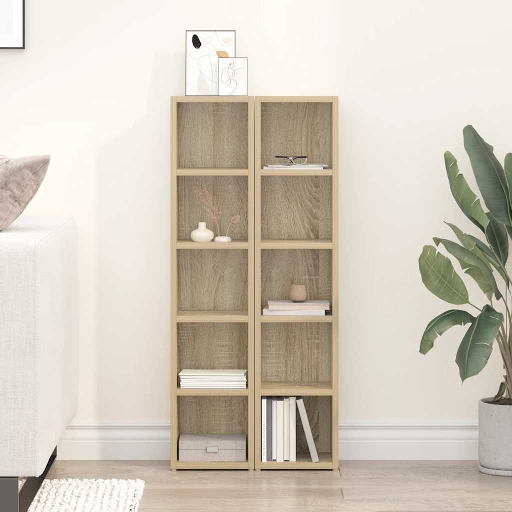 vidaXL CD-hyllor 2 st sonoma-ek 21x16x93,5 cm spånskiva