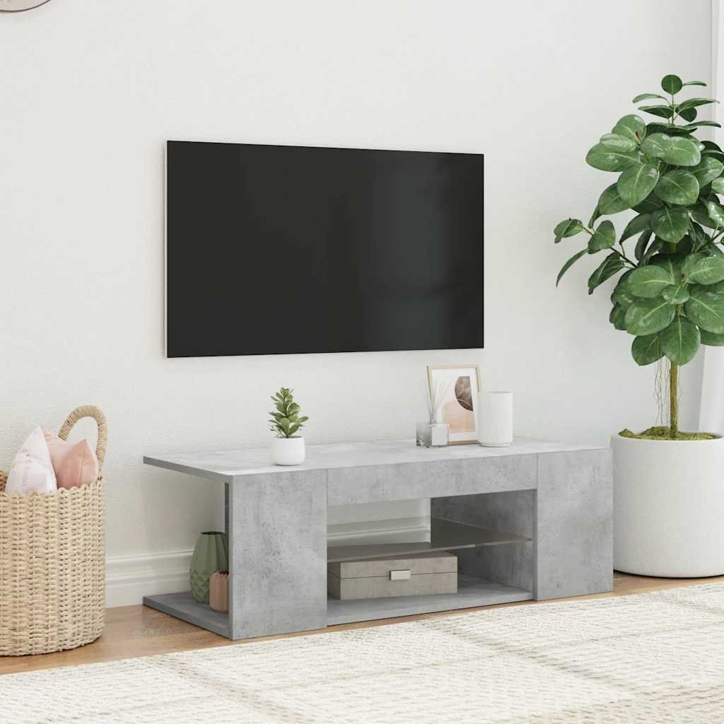 vidaXL TV-bänk med LED-belysning betonggrå 90x39x30 cm