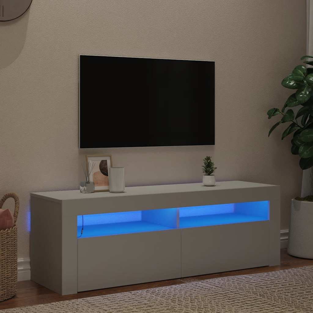 vidaXL TV-bänk med LED-belysning vit 120x35x40 cm