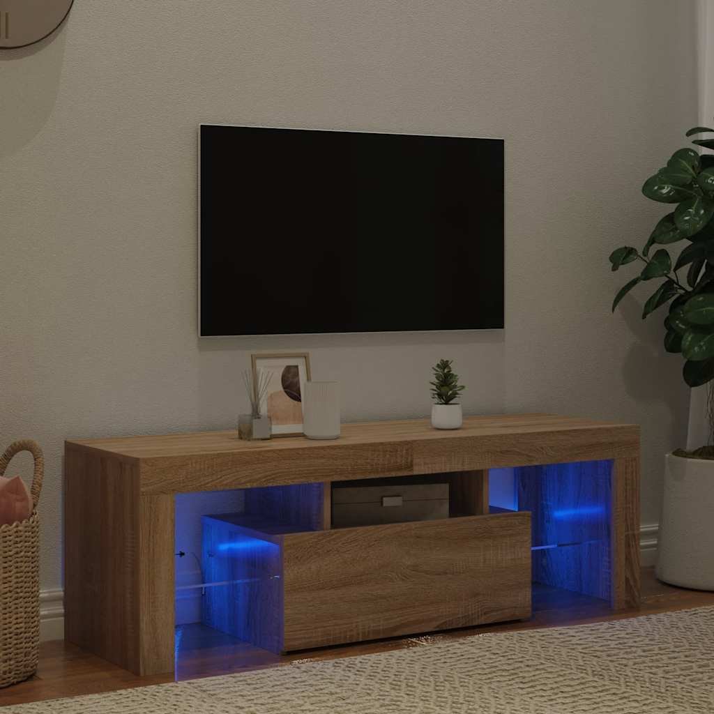 vidaXL TV-bänk med LED-belysning sonomaek 120x35x40 cm