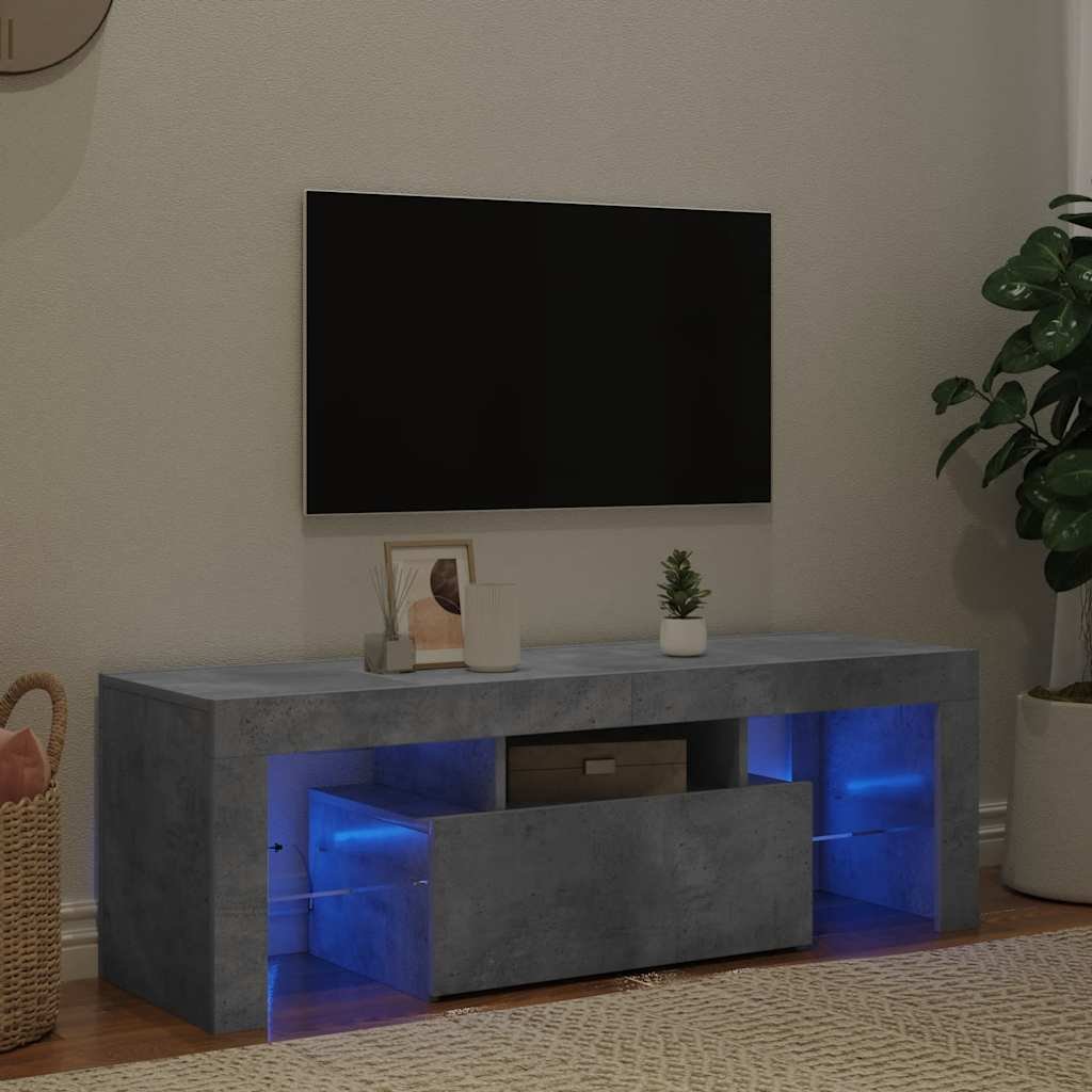 vidaXL TV-bänk med LED-belysning betonggrå 120x35x40 cm