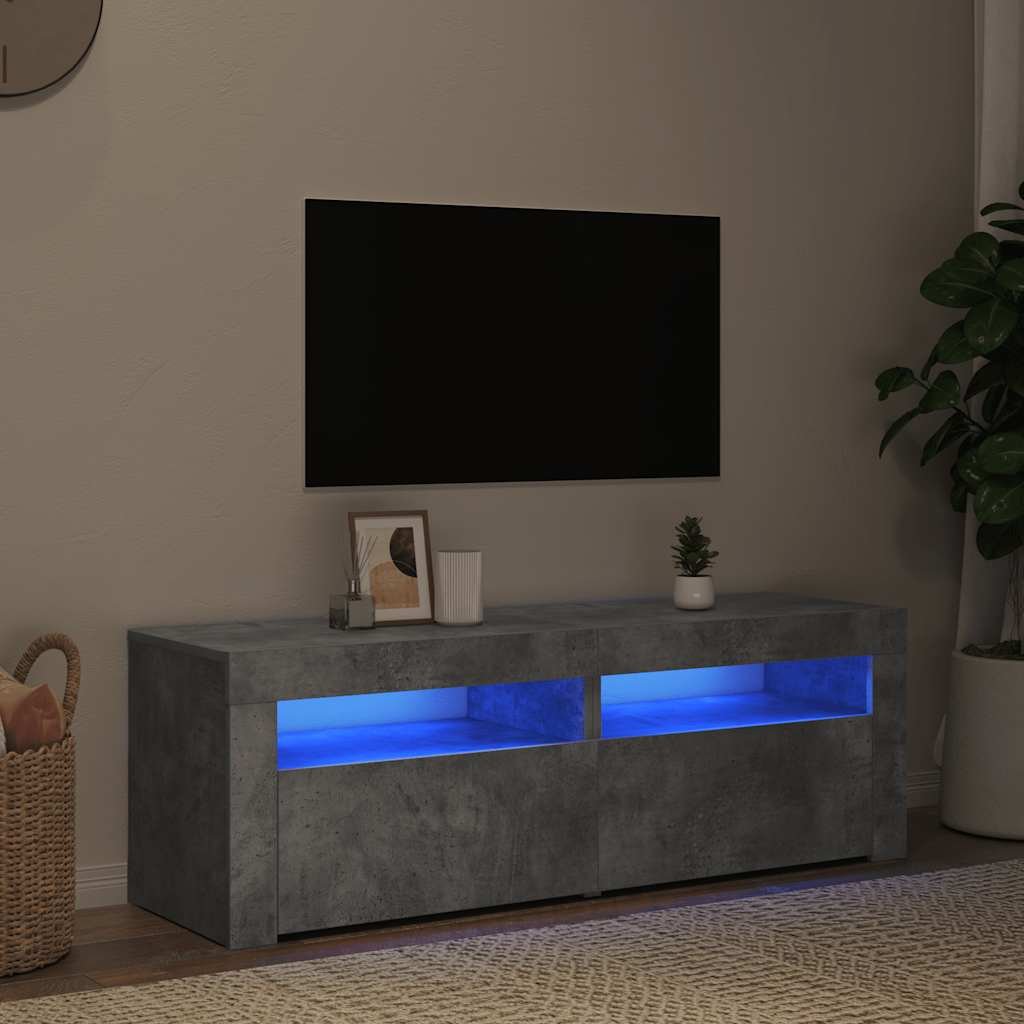 vidaXL TV-bänk med LED-belysning betonggrå 120x35x40 cm