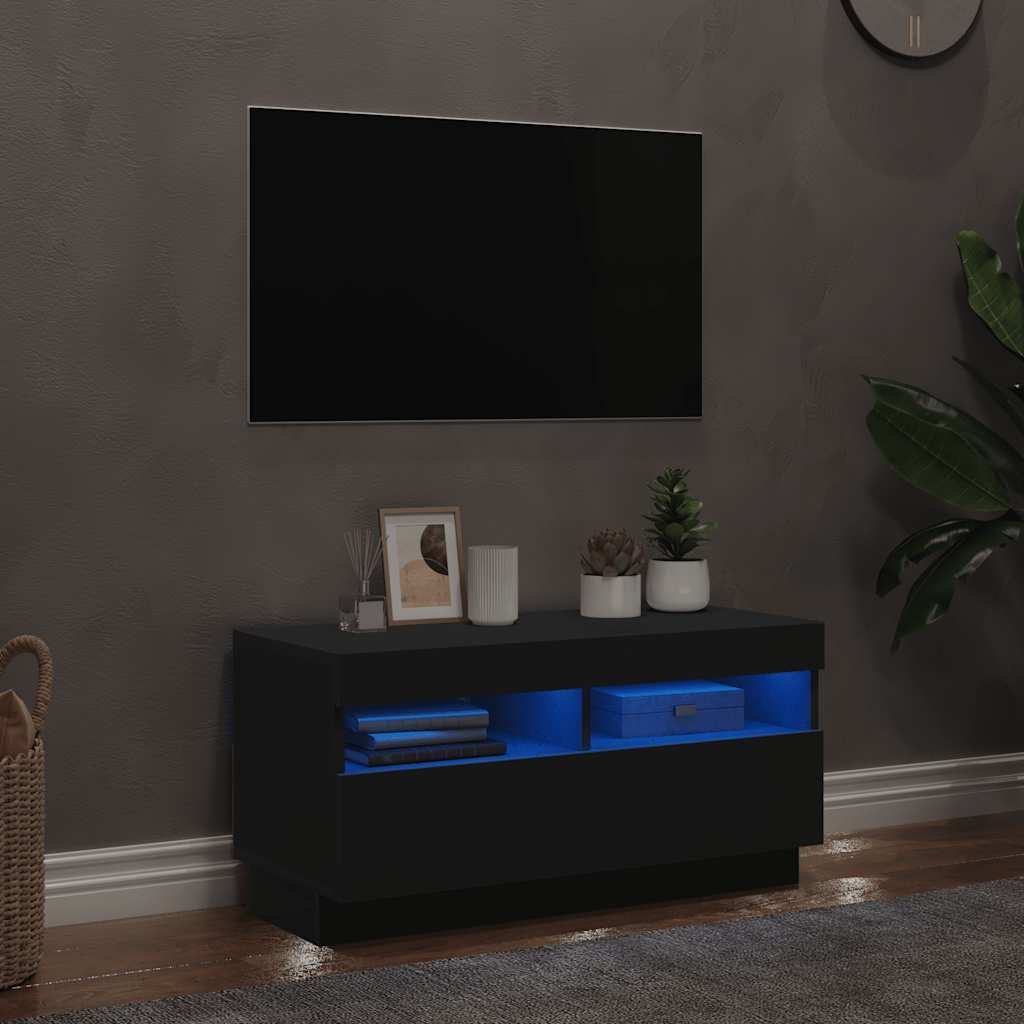 vidaXL TV-bänk med LED-belysning svart 80x35x40 cm