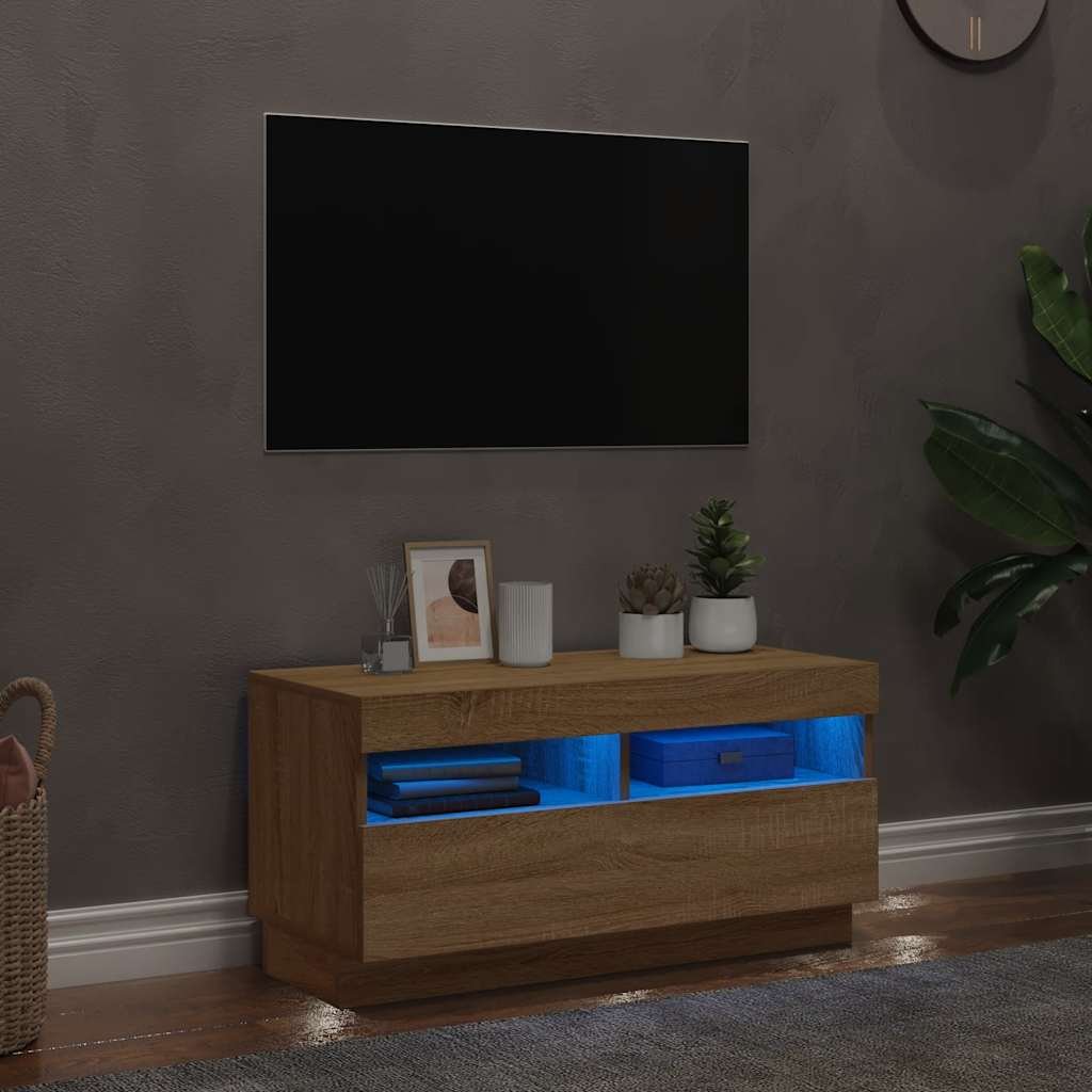 vidaXL TV-bänk med LED-belysning sonoma-ek 80x35x40 cm