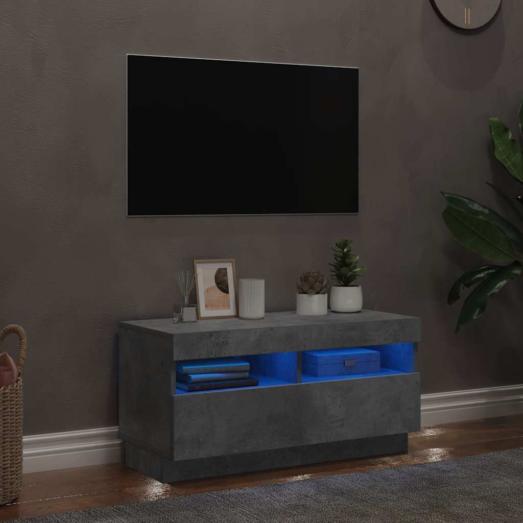 vidaXL TV-bänk med LED-belysning betonggrå 80x35x40 cm