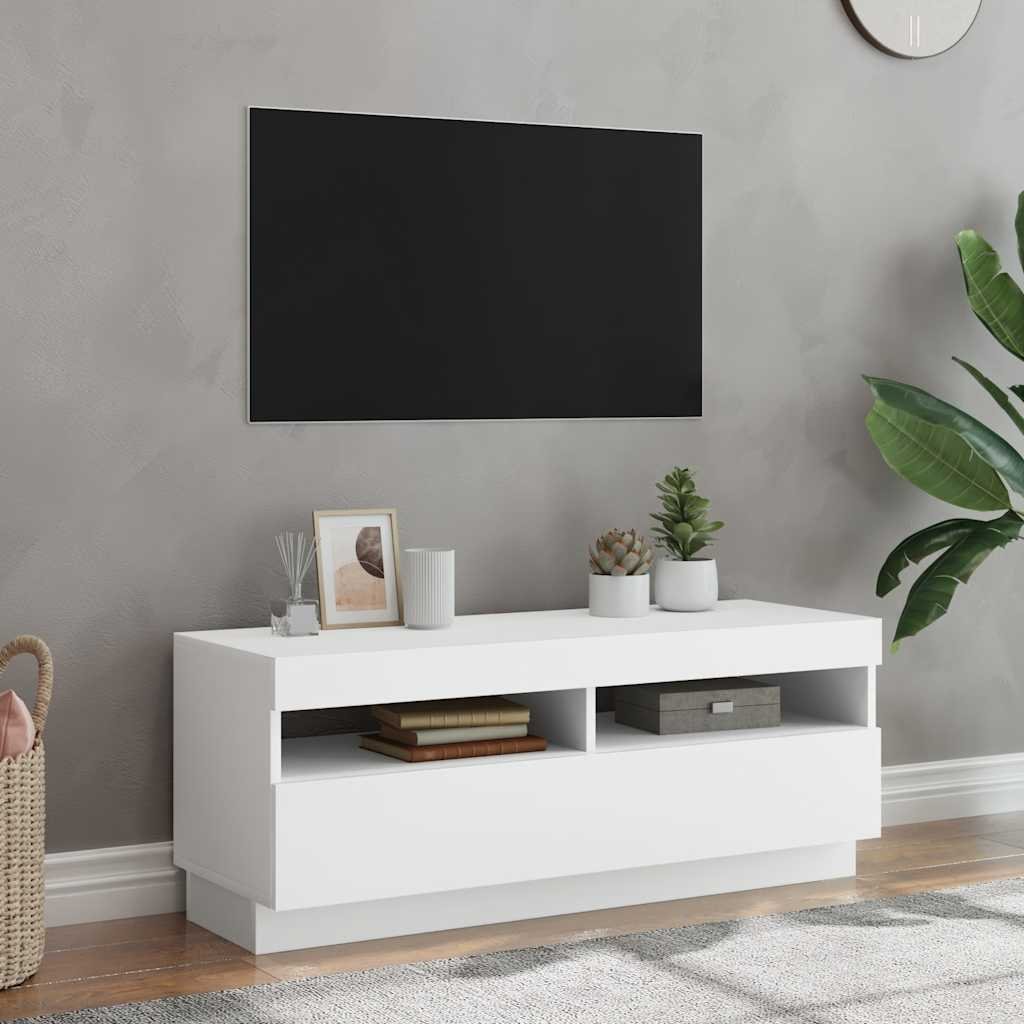 vidaXL TV-bänk med LED-belysning vit 100x35x40 cm