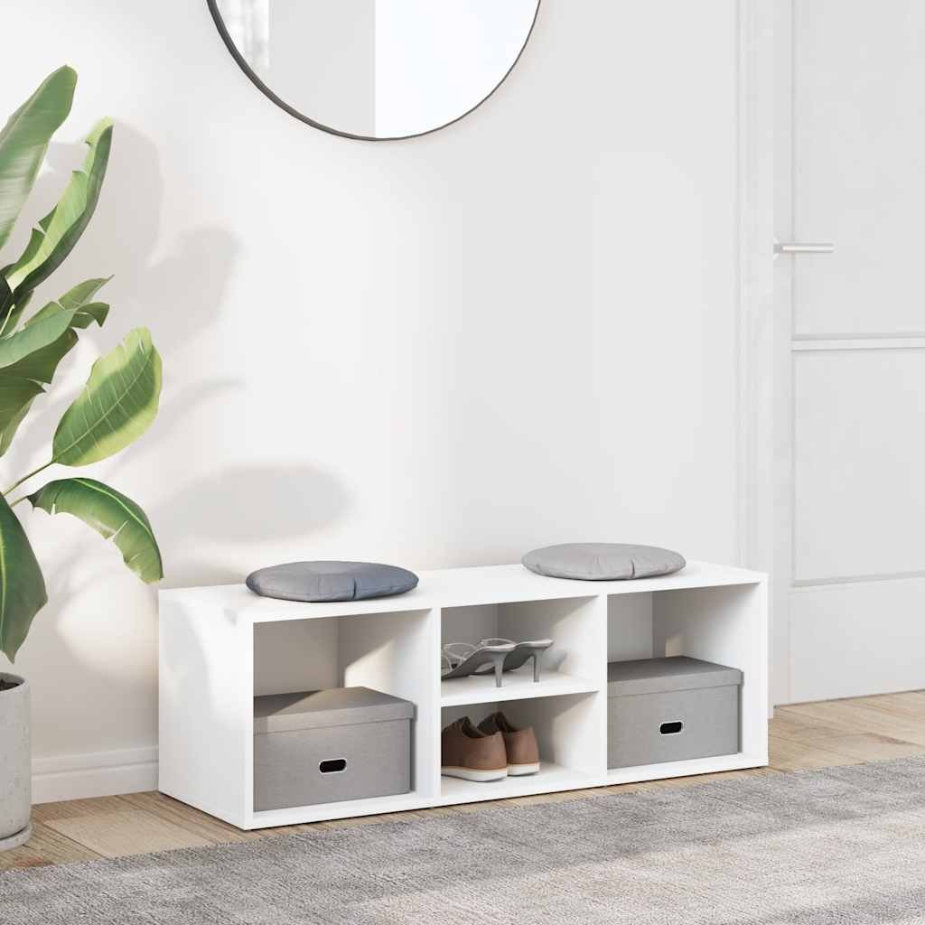 vidaXL Skoförvaringsbänk vit 105x35x35 cm konstruerat trä