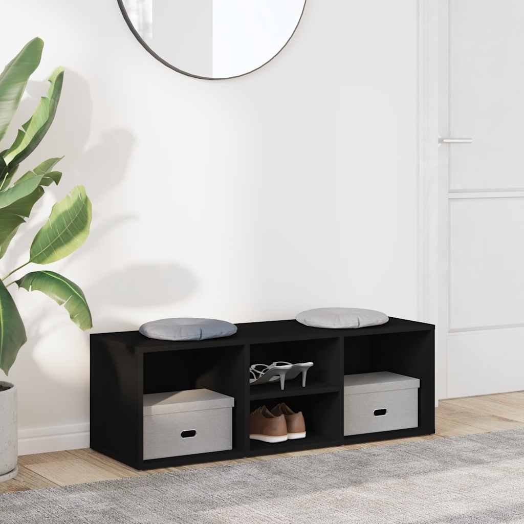 vidaXL Skoförvaringsbänk svart 105x35x35 cm konstruerat trä