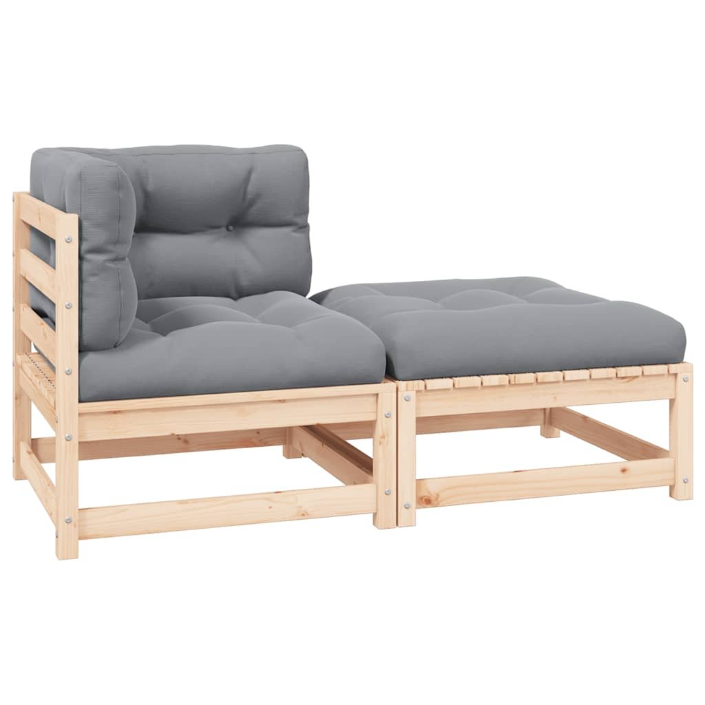 vidaXL Loungegrupp med dynor 2 delar massiv furu