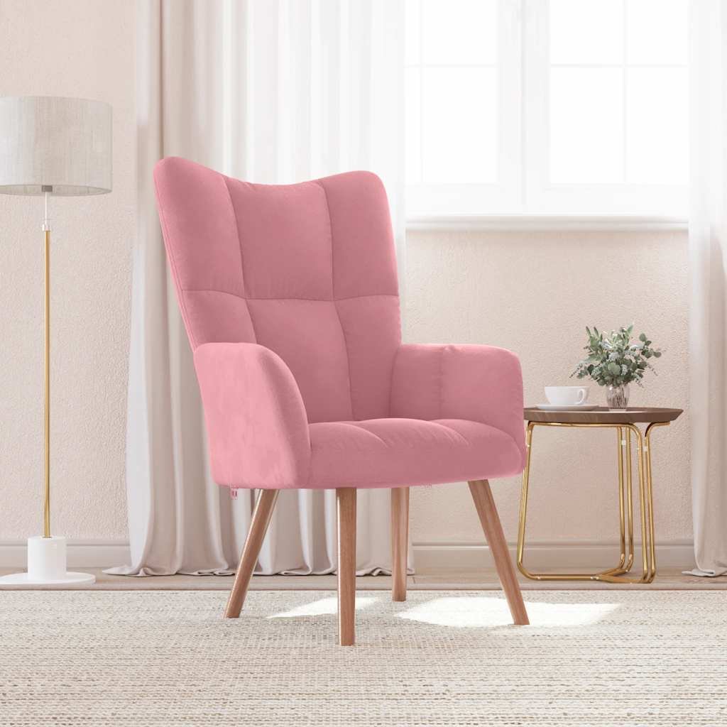 vidaXL Vilstol rosa sammet
