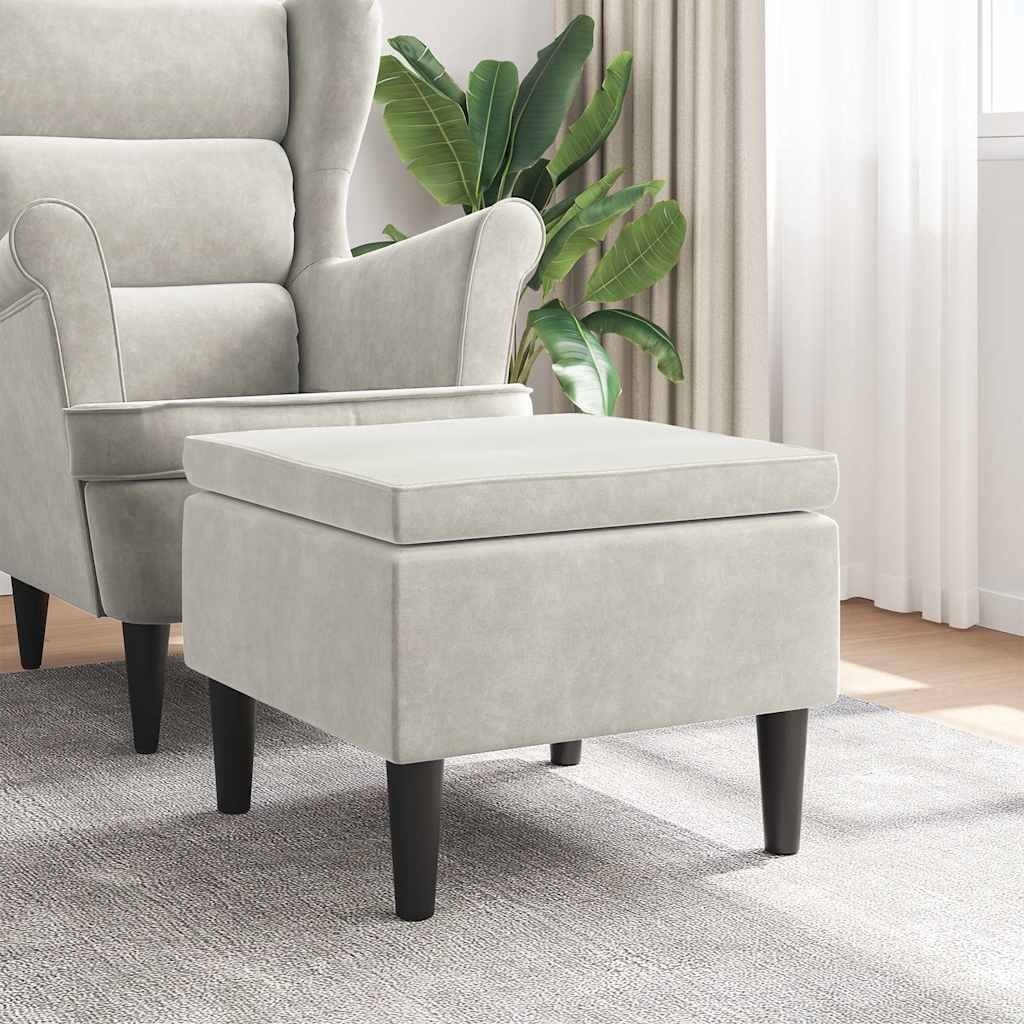 vidaXL Pall med träben krämfärgad sammet