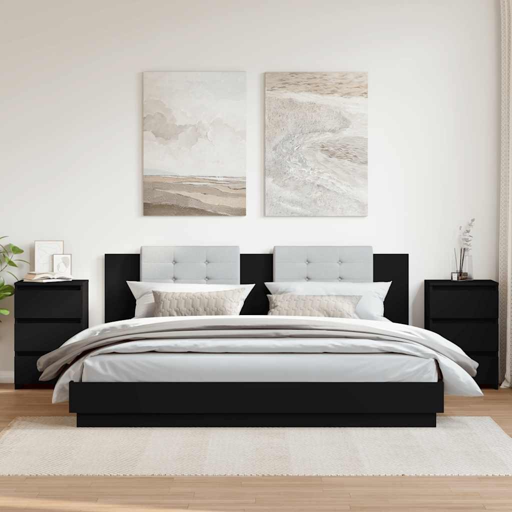 vidaXL Sängbord 2 st svart 40x35x62,5 cm konstruerat trä
