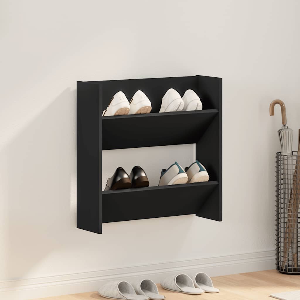 vidaXL Väggmonterat skoställ svart 60x18x60 cm konstruerat trä