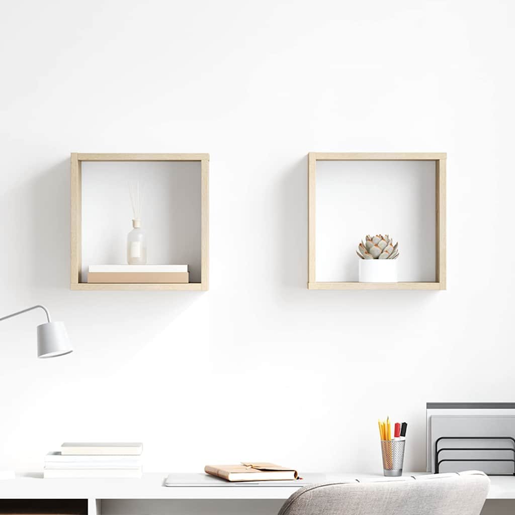 vidaXL Vägghylla kubformad 2 st sonoma-ek 30x15x30 cm