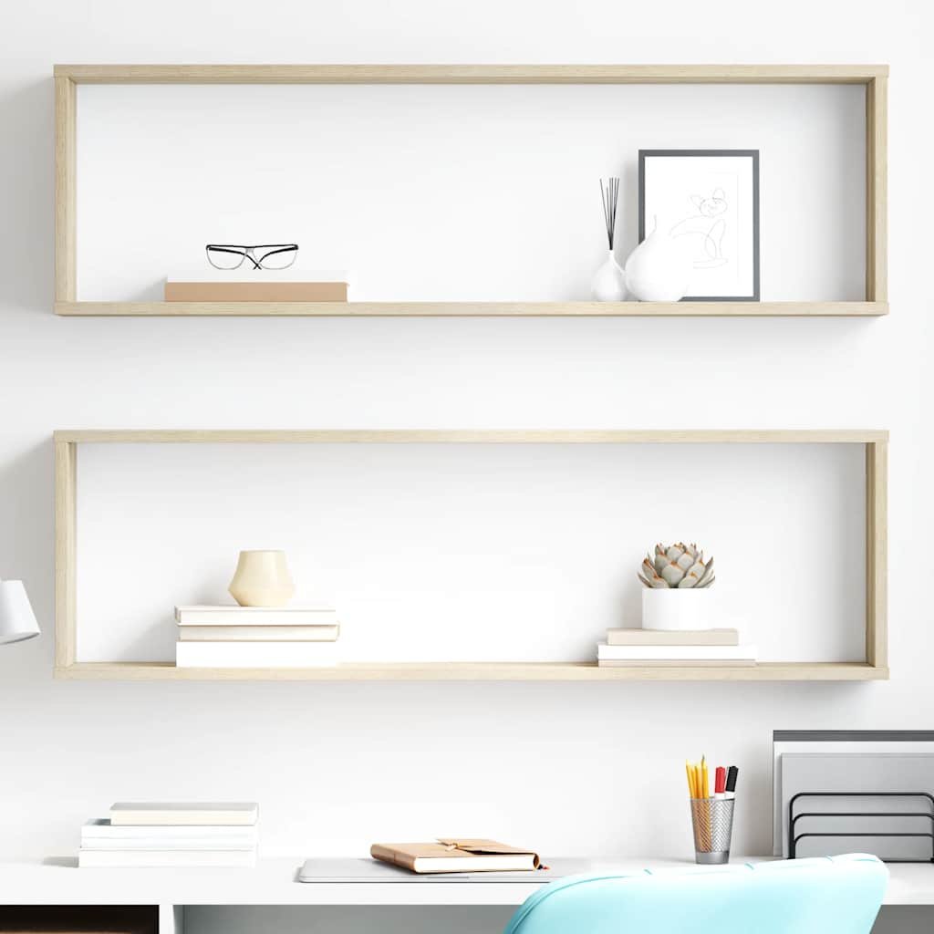 vidaXL Vägghylla kubformad 2 st sonoma-ek 100x15x30 cm konstruerat trä