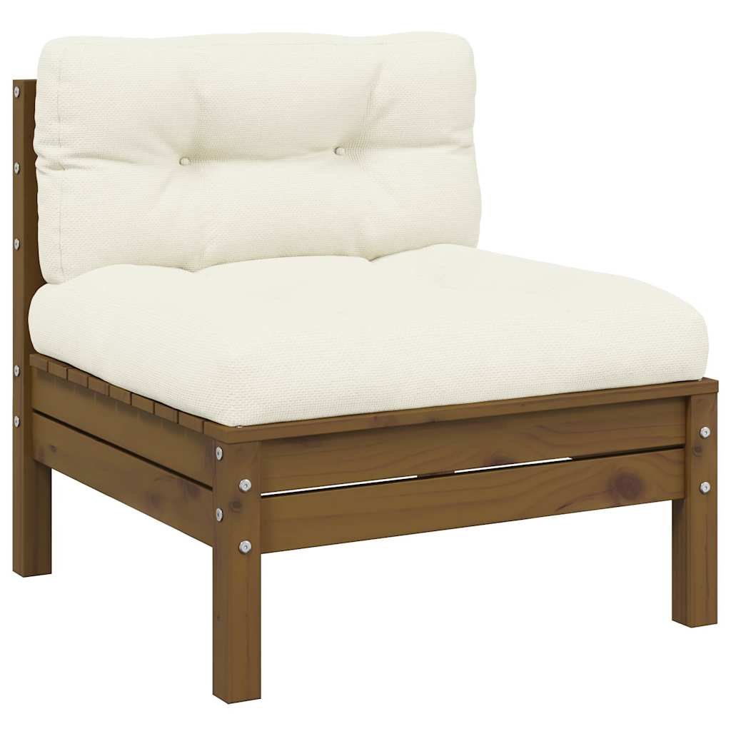 806637 vidaXL Garden Middle Sofa med kuddar Honey Brown Solid Pinewood