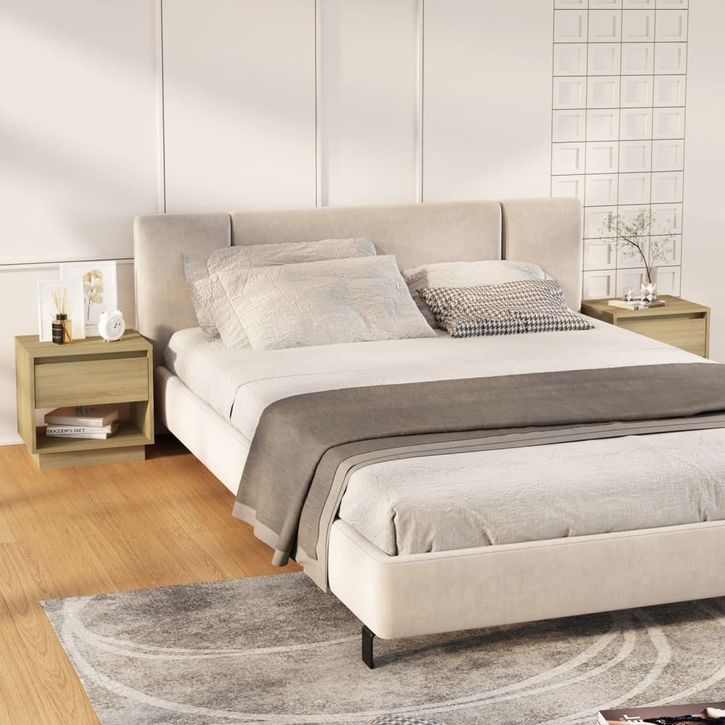 vidaXL Sängbord sonoma-ek 2 st 45x34x44 cm konstruerat trä