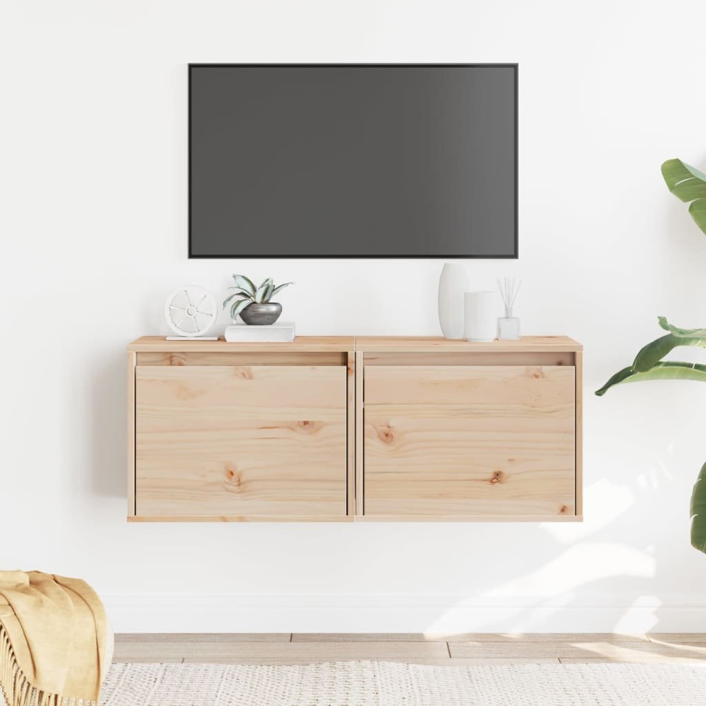 vidaXL Väggskåp 2 st 45x30x35 cm massiv furu