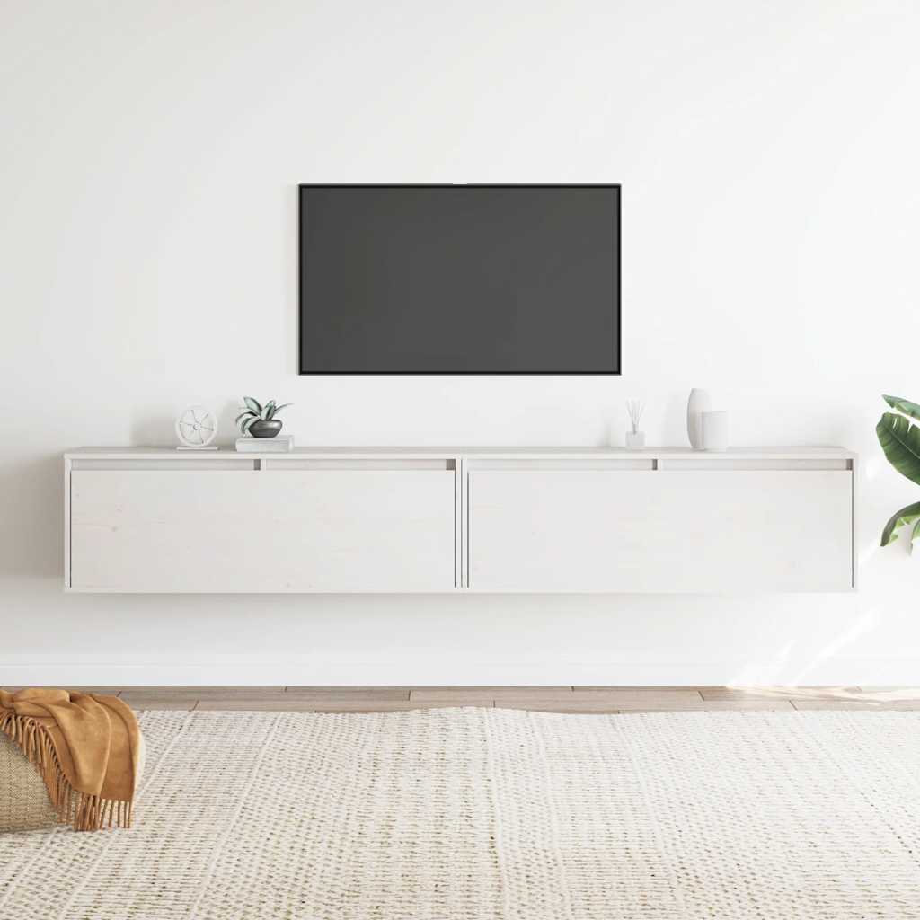vidaXL Väggskåp 2 st vit 100x30x35 cm massiv furu