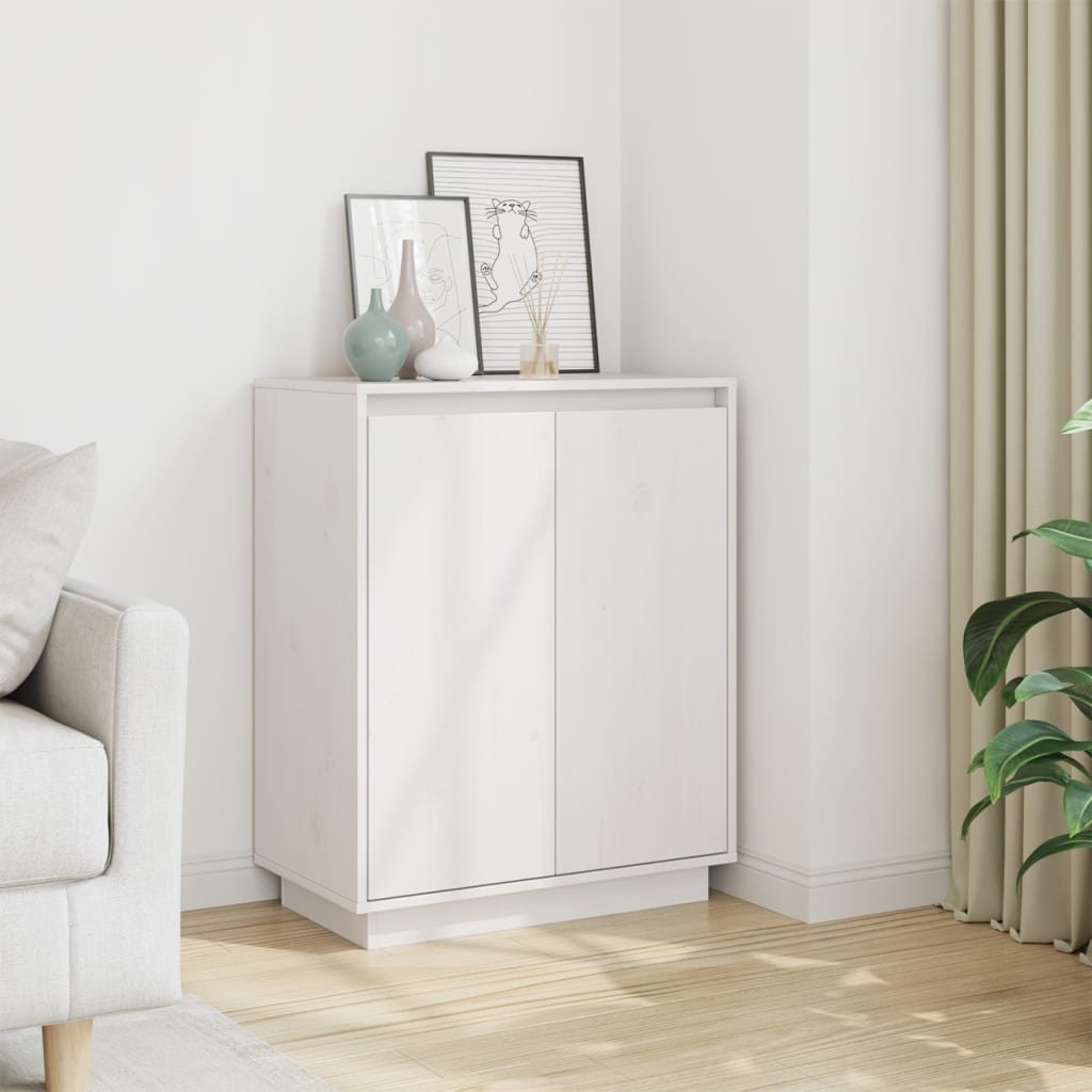 vidaXL Skänk vit 60x34x75 cm massiv furu