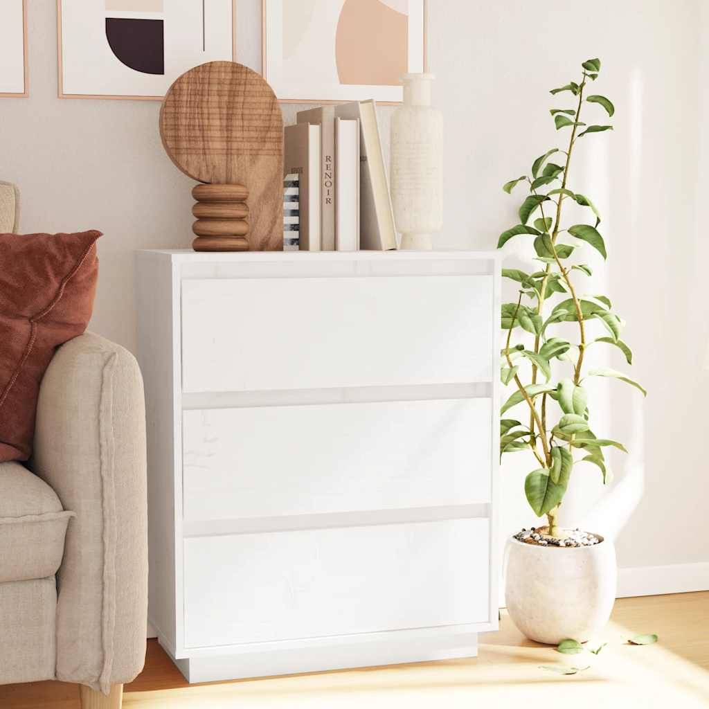 vidaXL Skänk vit 60x34x75 cm massiv furu