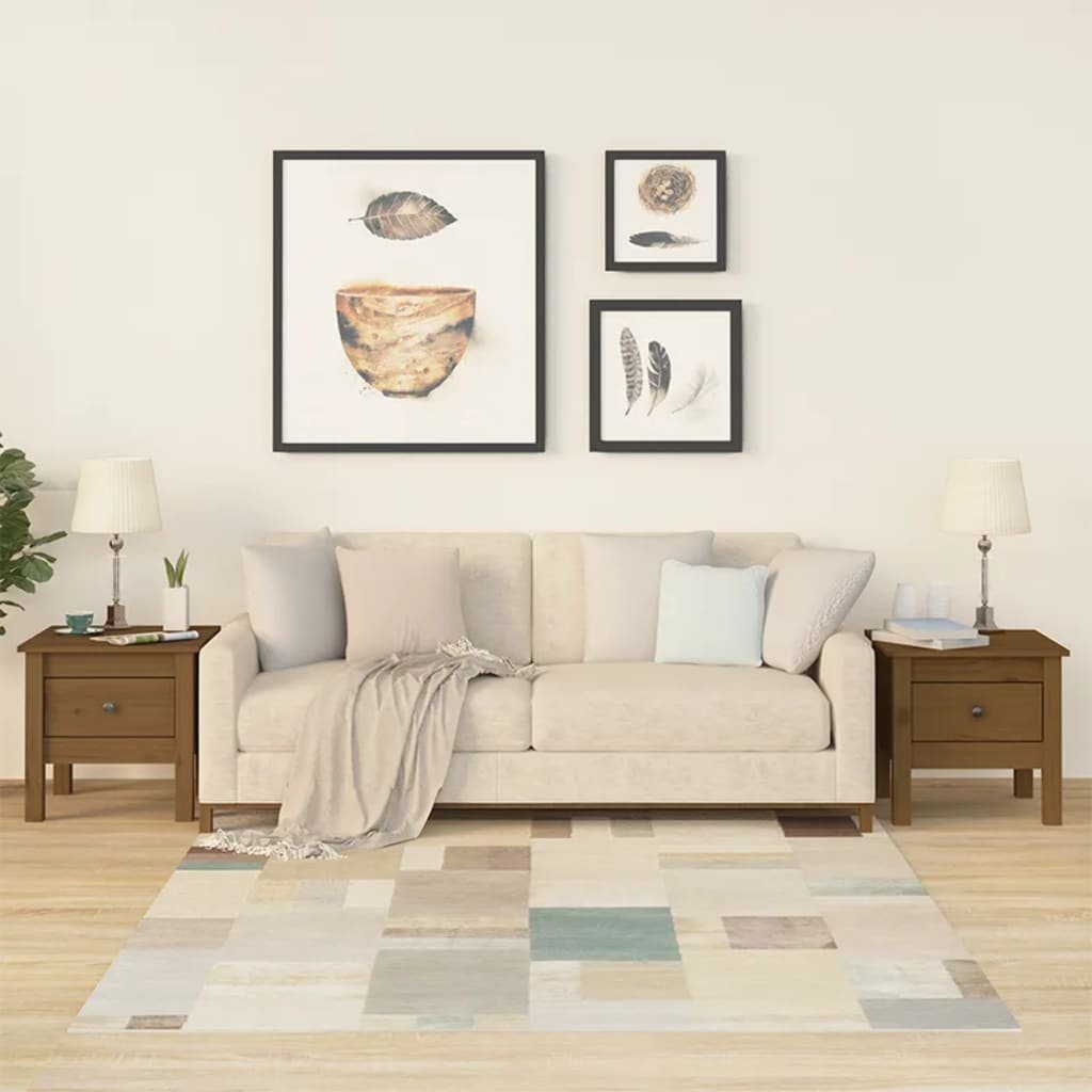 vidaXL Sidobord 2 st honungsbrun 40x40x39 cm massiv furu