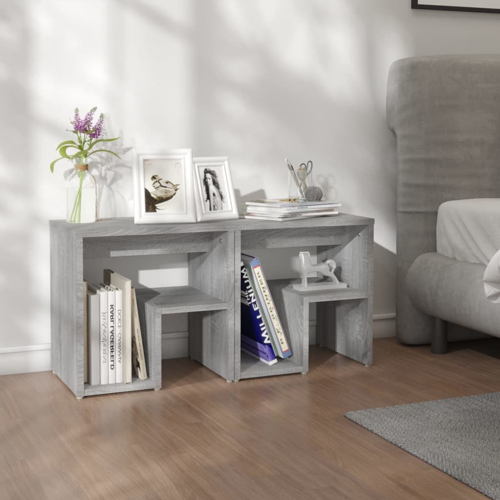 vidaXL Sängbord 2 st grå sonoma 40x30x40 cm konstruerat trä