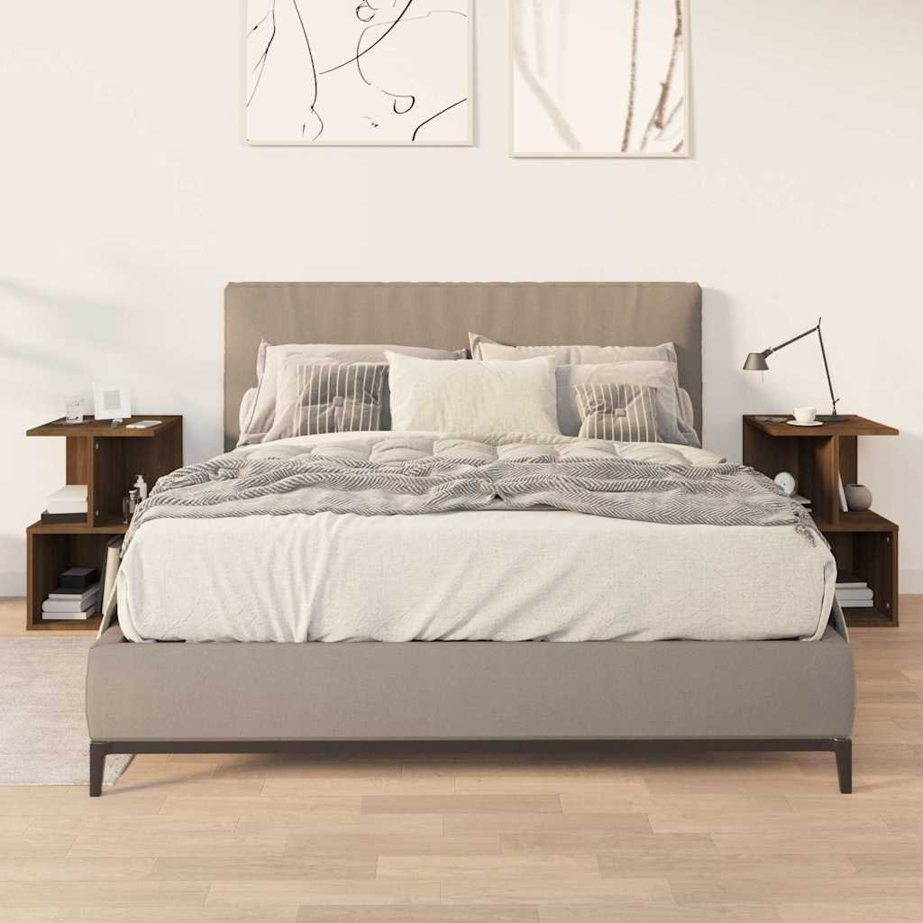 vidaXL Sängbord 2 st brun ek 35x35x55 cm konstruerat trä