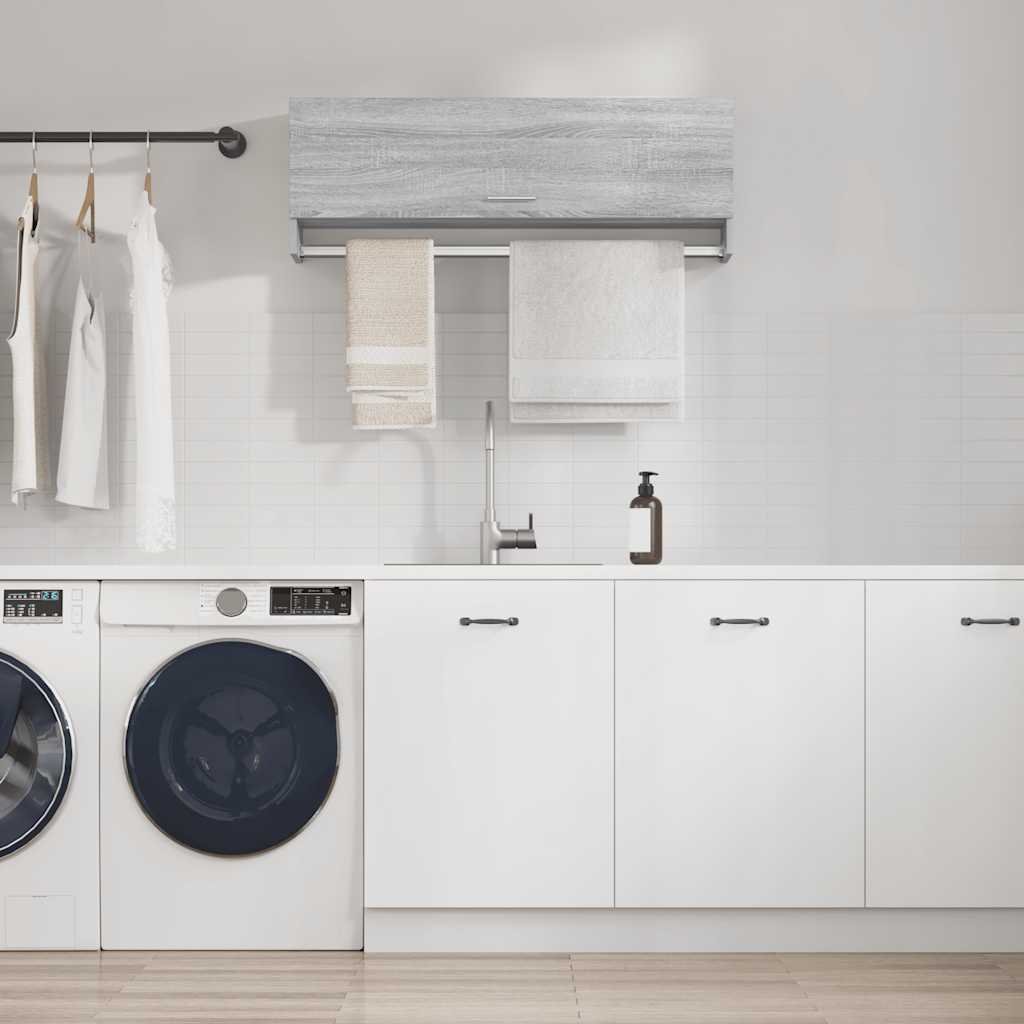 vidaXL Klädhängare grå sonoma 100x32,5x35 cm konstruerat trä