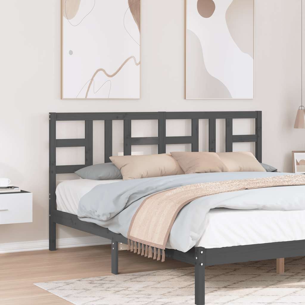 vidaXL Sänggavel grå 186x4x100 cm massiv furu