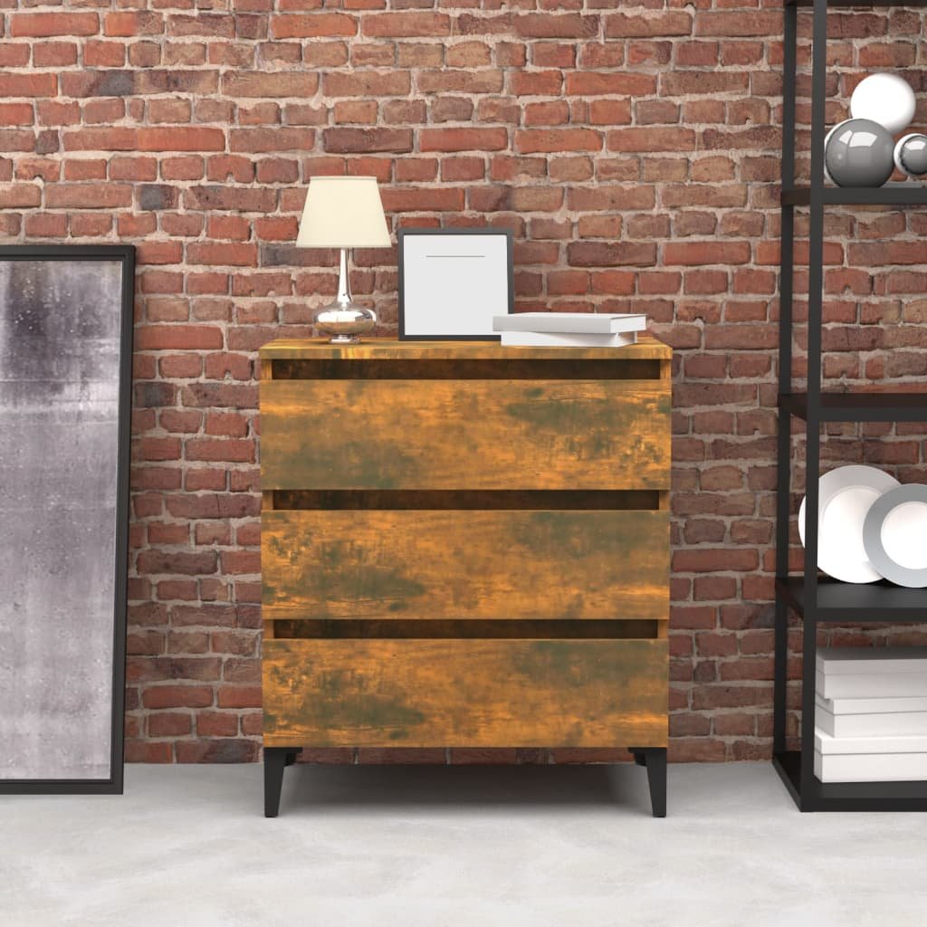 vidaXL Byrå rökfärgad ek 60x35x69 cm konstruerat trä