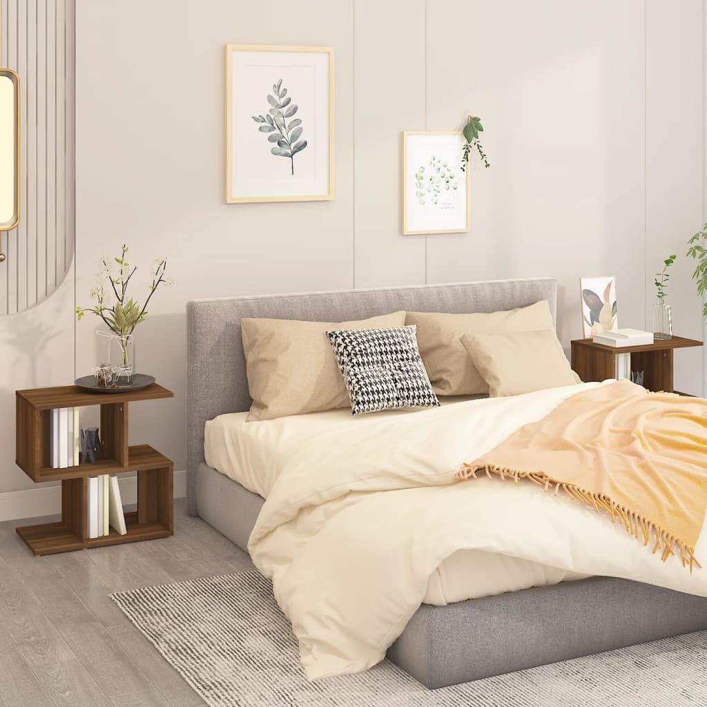 vidaXL Sängbord 2 st brun ek 50x30x51,5 cm konstruerat trä