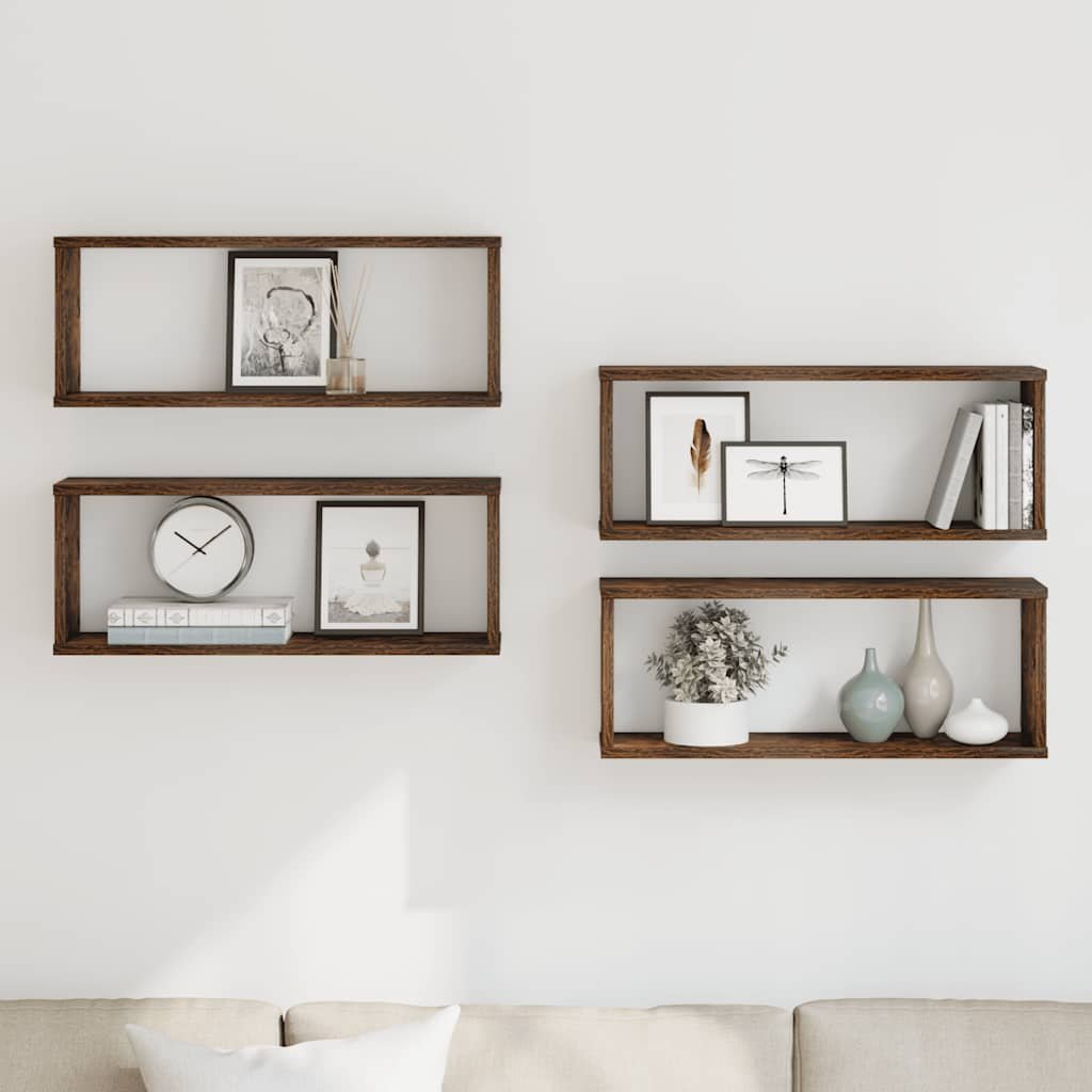 vidaXL Vägghyllor 4 st rökfärgad ek 60x15x23 cm konstruerat trä