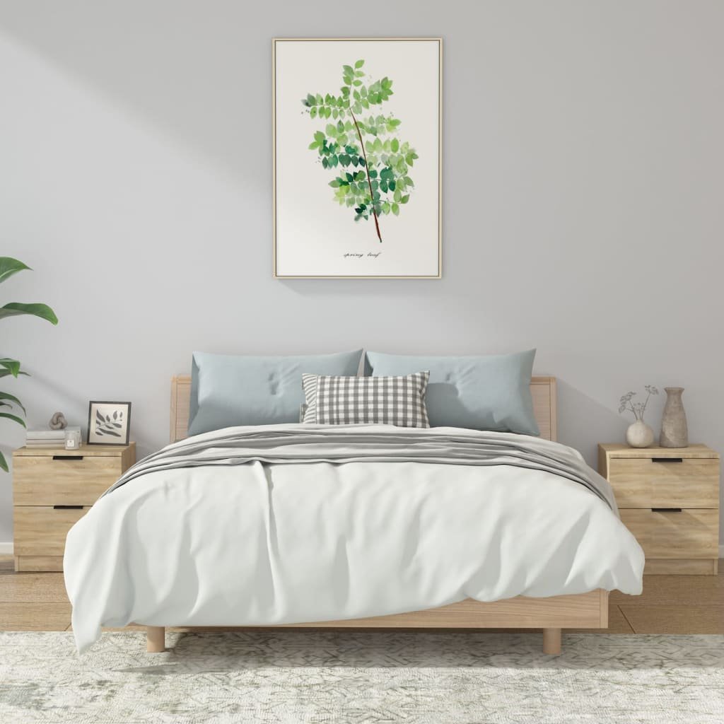 vidaXL Sängbord 2 st sonoma-ek konstruerat trä