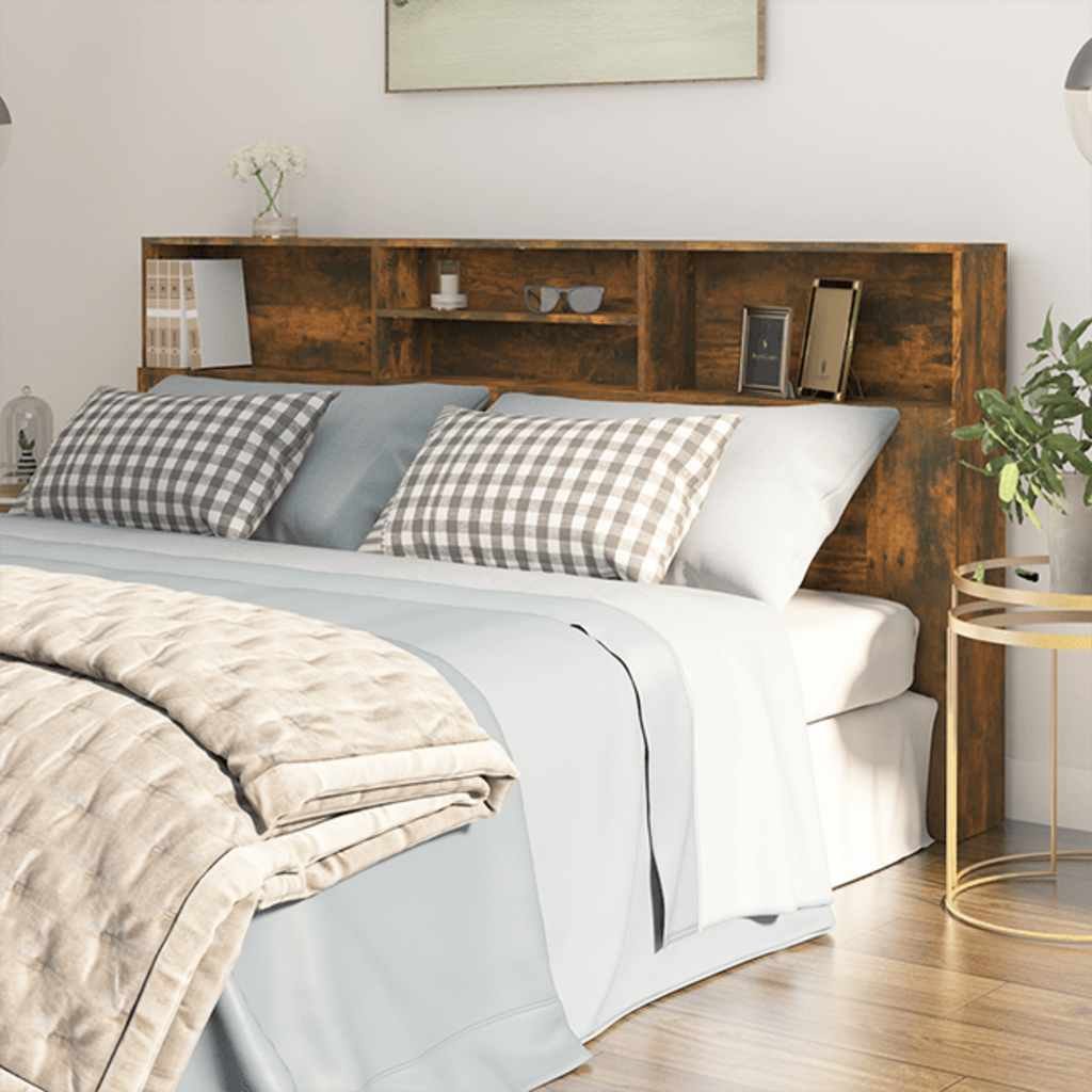 vidaXL Sänggavel med förvaring rökfärgad ek 200x19x103,5 cm