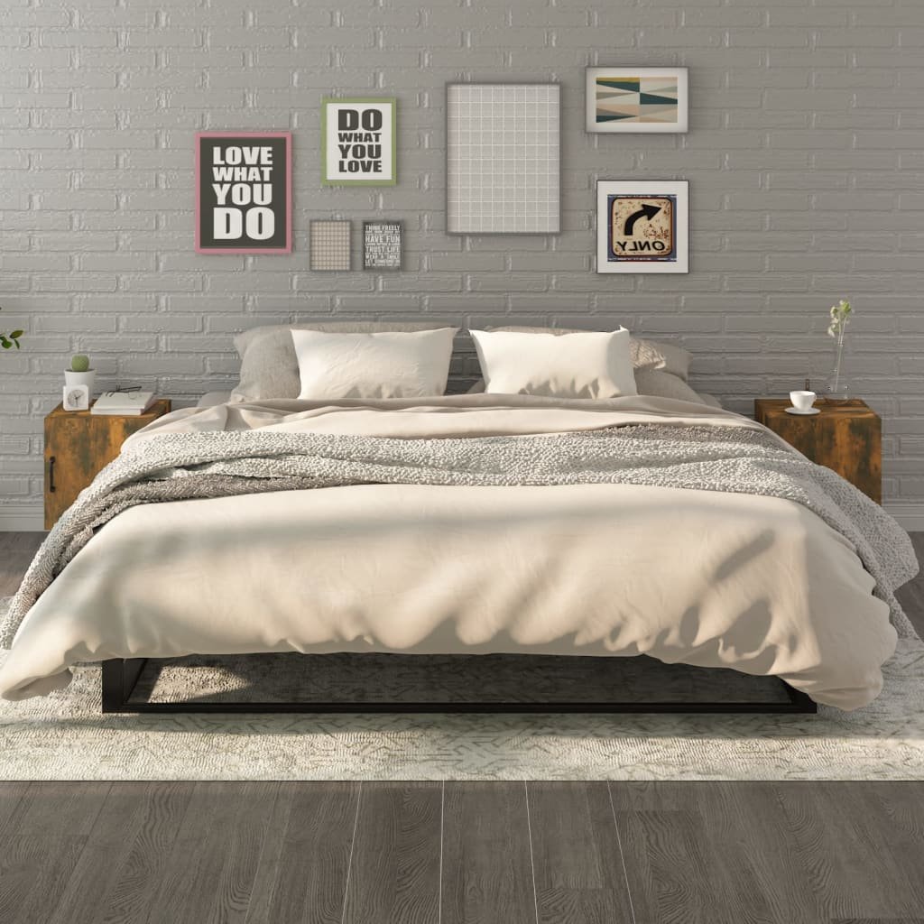 vidaXL Sängbord 2 st rökfärgad ek konstruerat trä