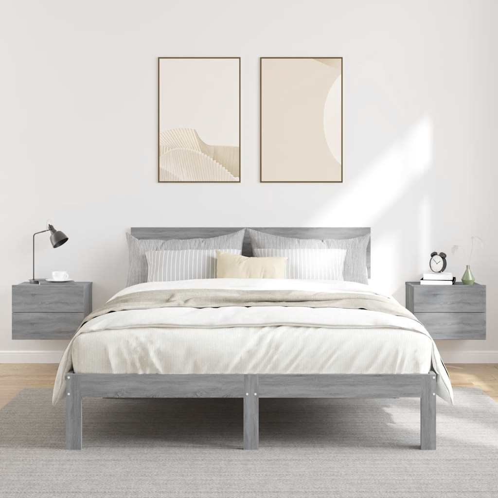 vidaXL Sängbord 2 st Grå Sonoma 40x30x30 cm konstruerat trä