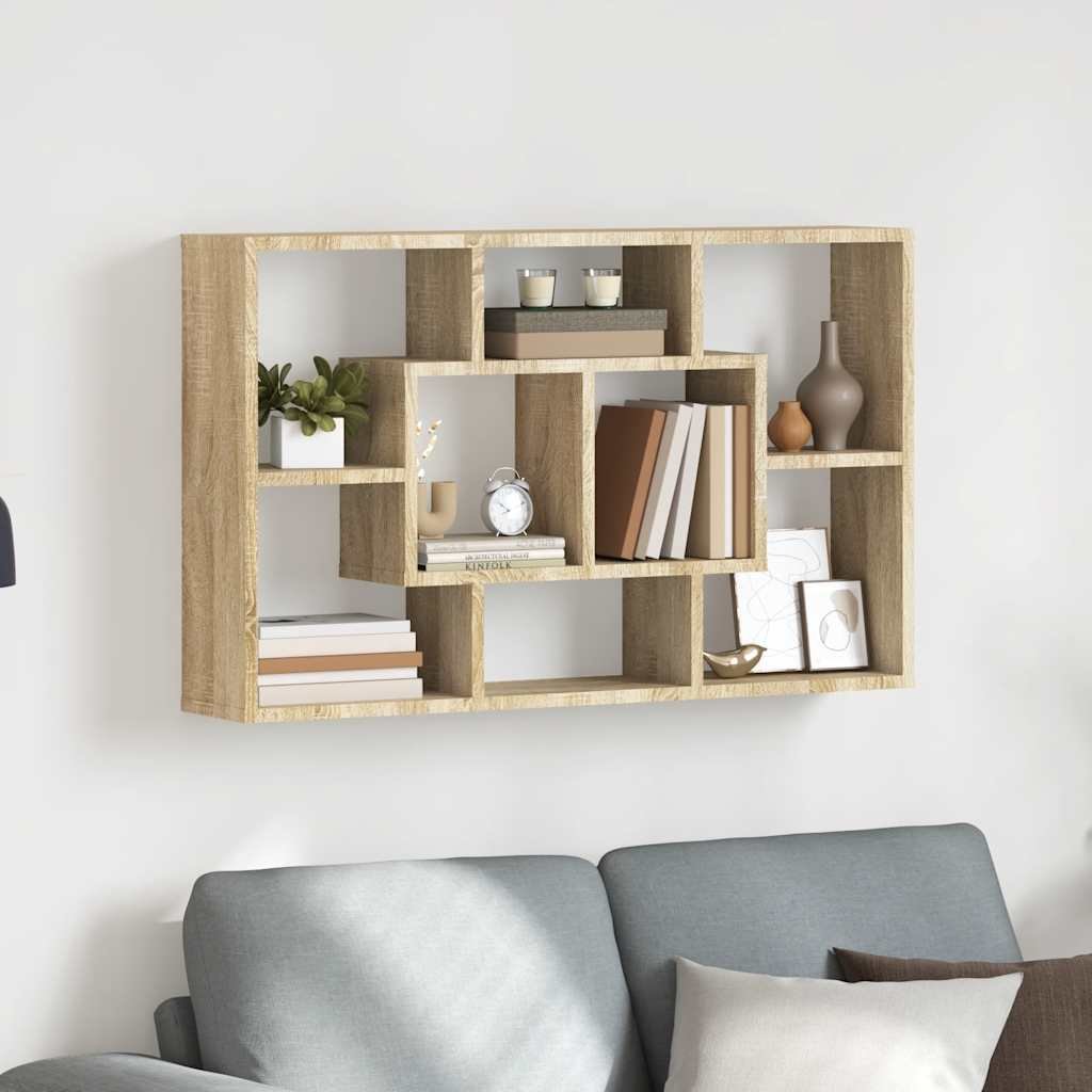 vidaXL Vägghylla sonoma-ek 85x16x52,5 cm konstruerat trä